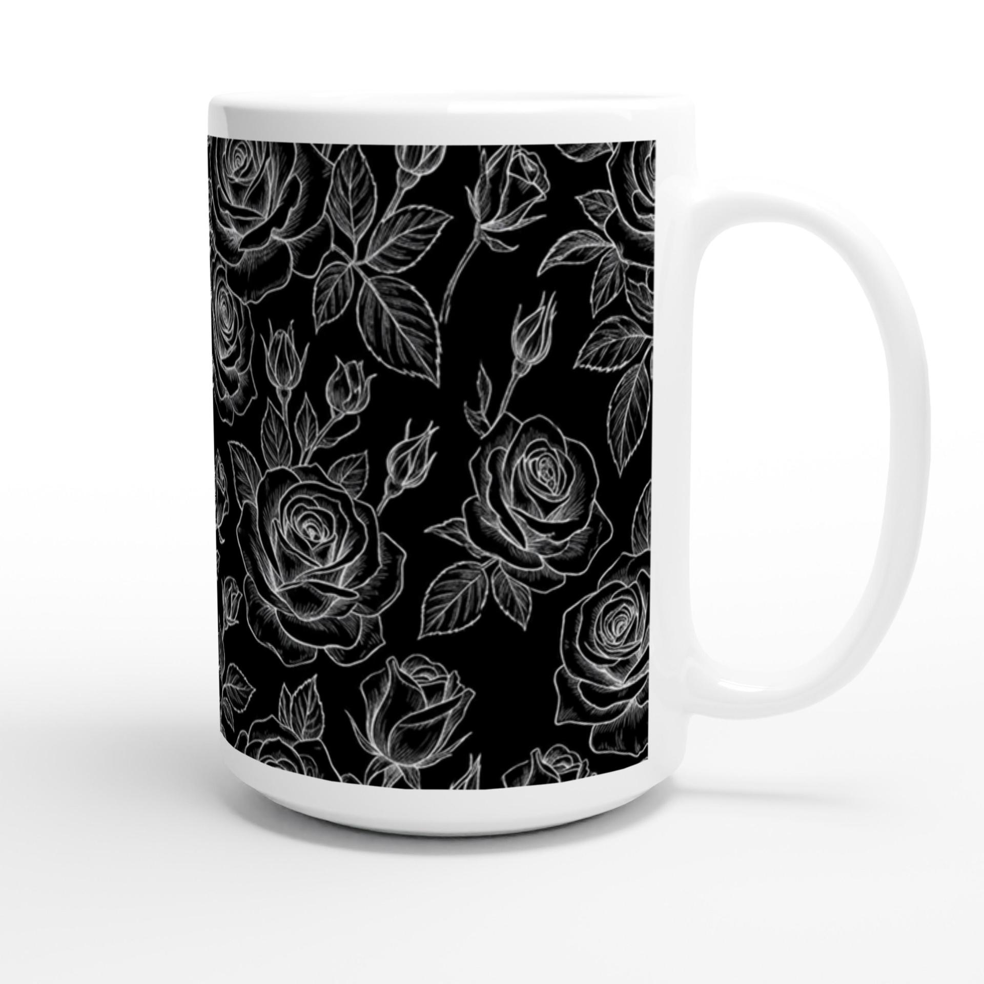 Set of Big Mugs, Floral Cup Set, Large 15 oz Matching Cups