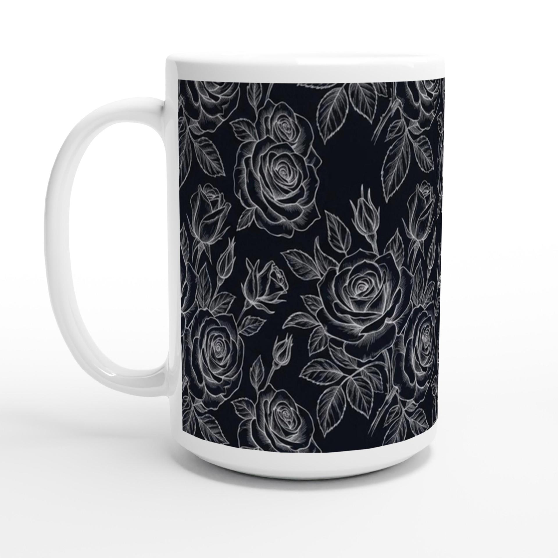 Set of Big Mugs, Floral Cup Set, Large 15 oz Matching Cups