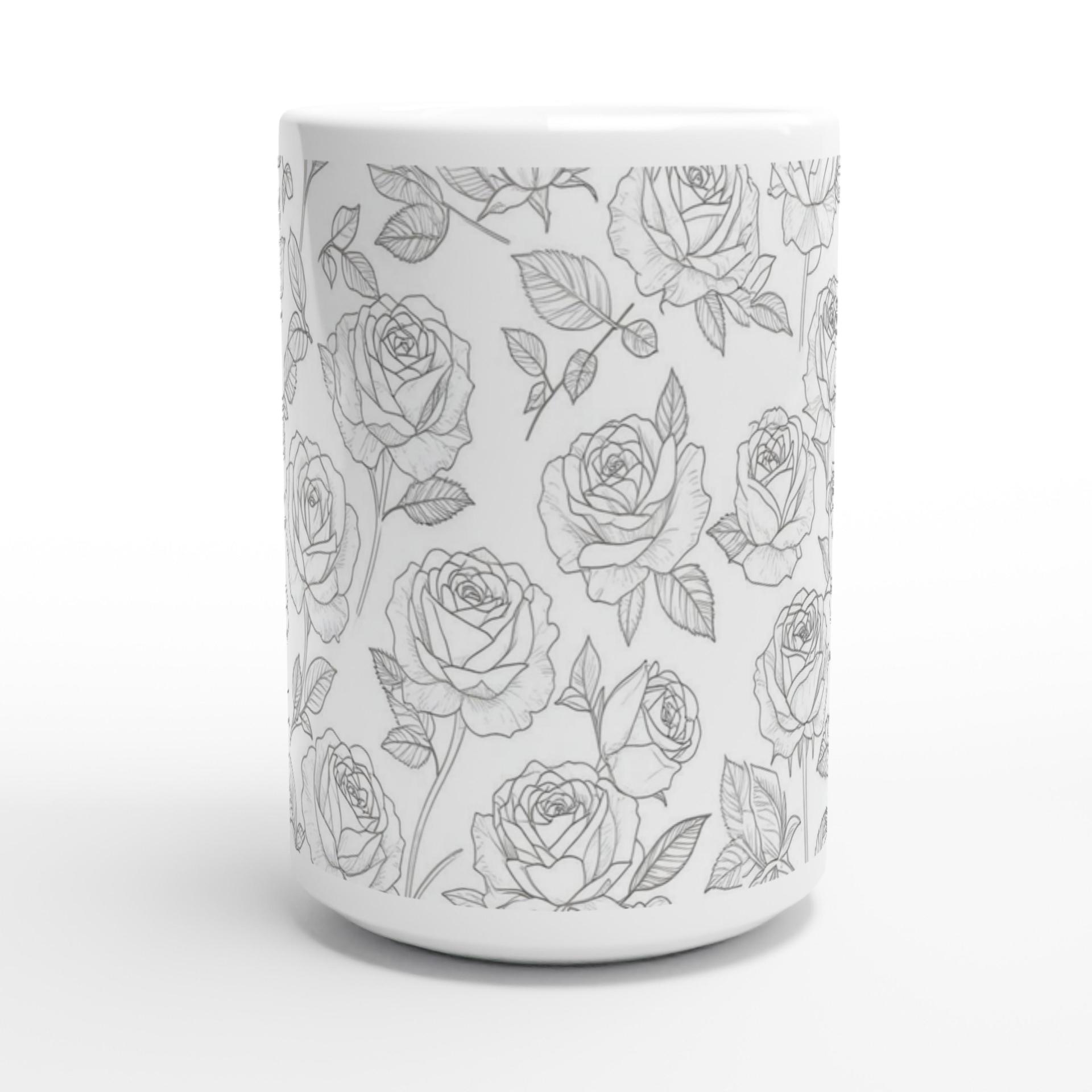 Set of Big Mugs, Floral Cup Set, Large 15 oz Matching Cups
