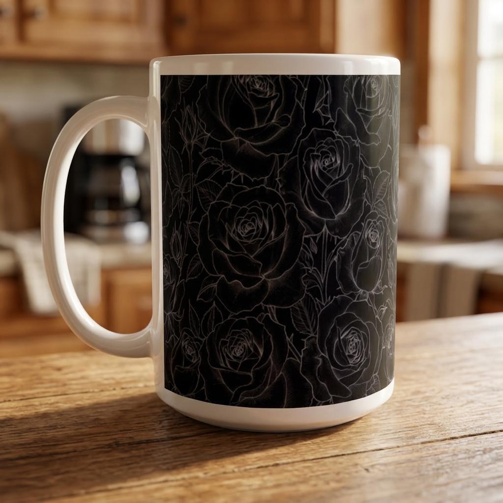 Set of Big Mugs, Floral Cup Set, Large 15 oz Matching Cups