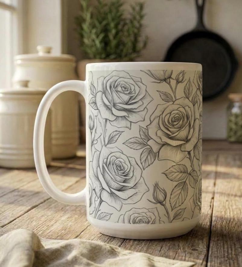 Roses - Floral Cups -  Large and Small Ceramic Mugs