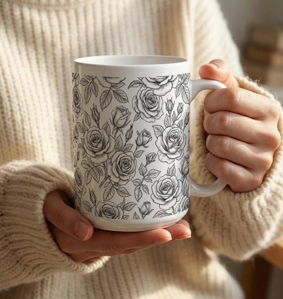 Roses - Floral Cups -  Large and Small Ceramic Mugs