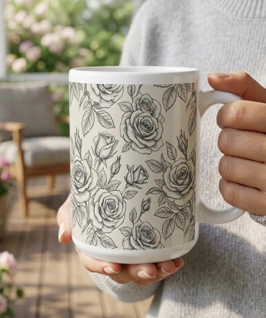 Roses - Floral Cups -  Large and Small Ceramic Mugs