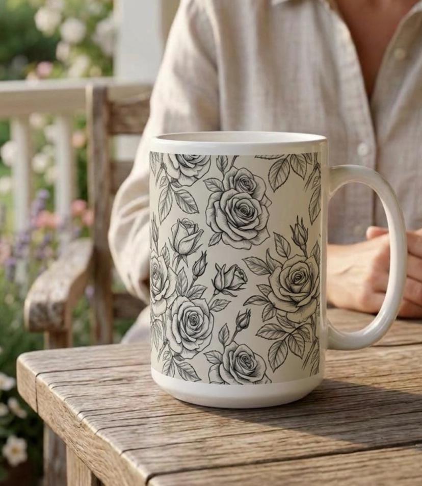Roses - Floral Cups -  Large and Small Ceramic Mugs