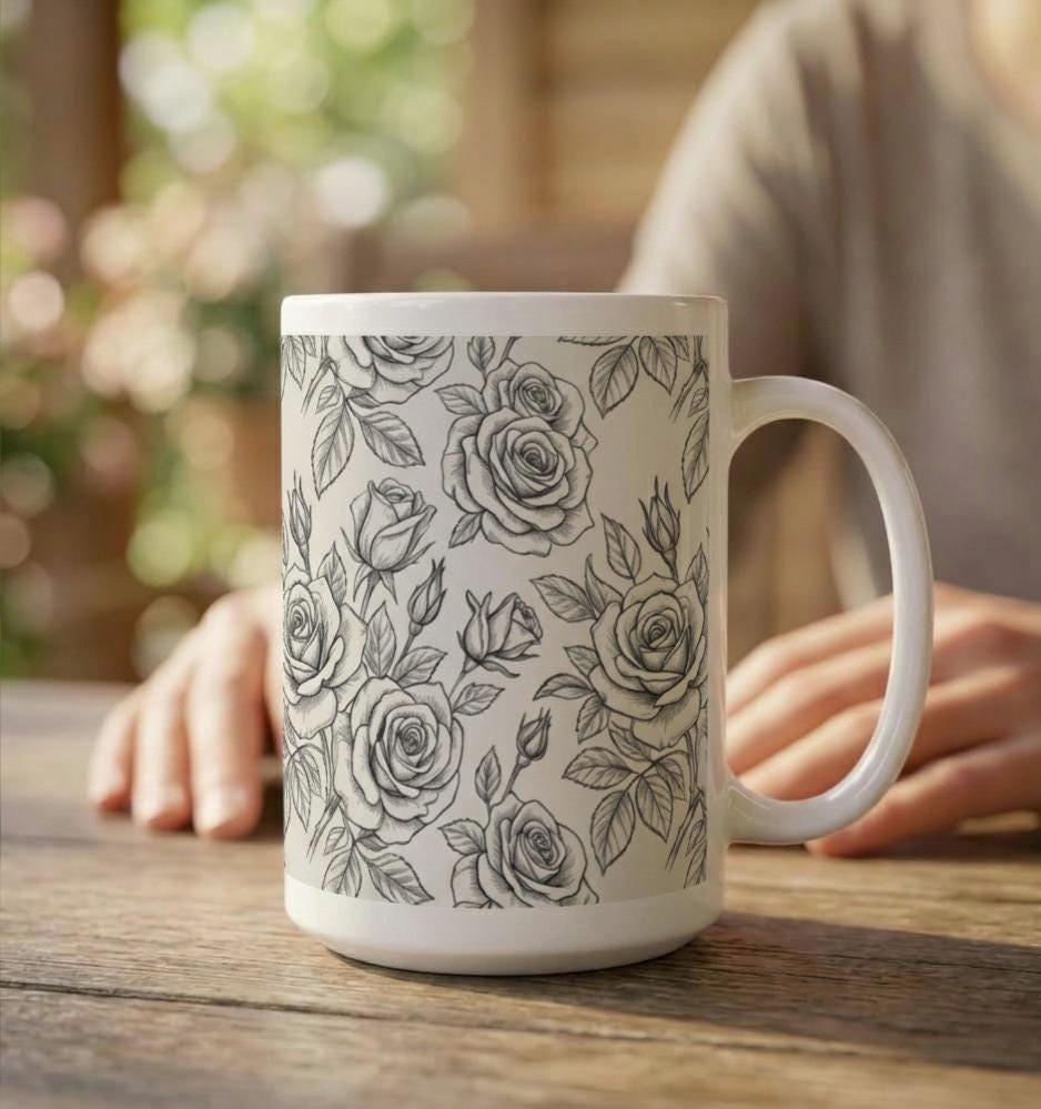 Roses - Floral Cups -  Large and Small Ceramic Mugs
