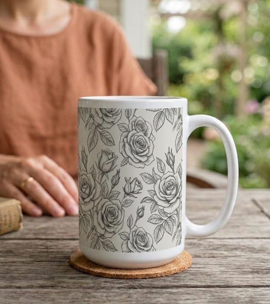Roses - Floral Cups -  Large and Small Ceramic Mugs