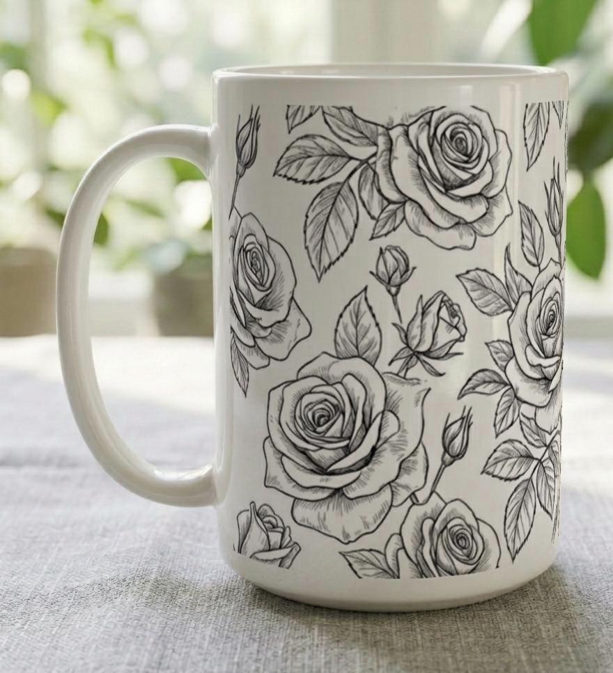 Roses - Floral Cups -  Large and Small Ceramic Mugs