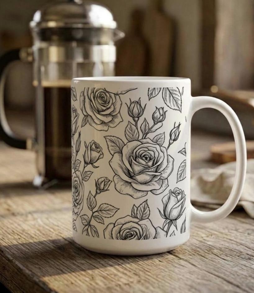 Roses - Floral Cups -  Large and Small Ceramic Mugs