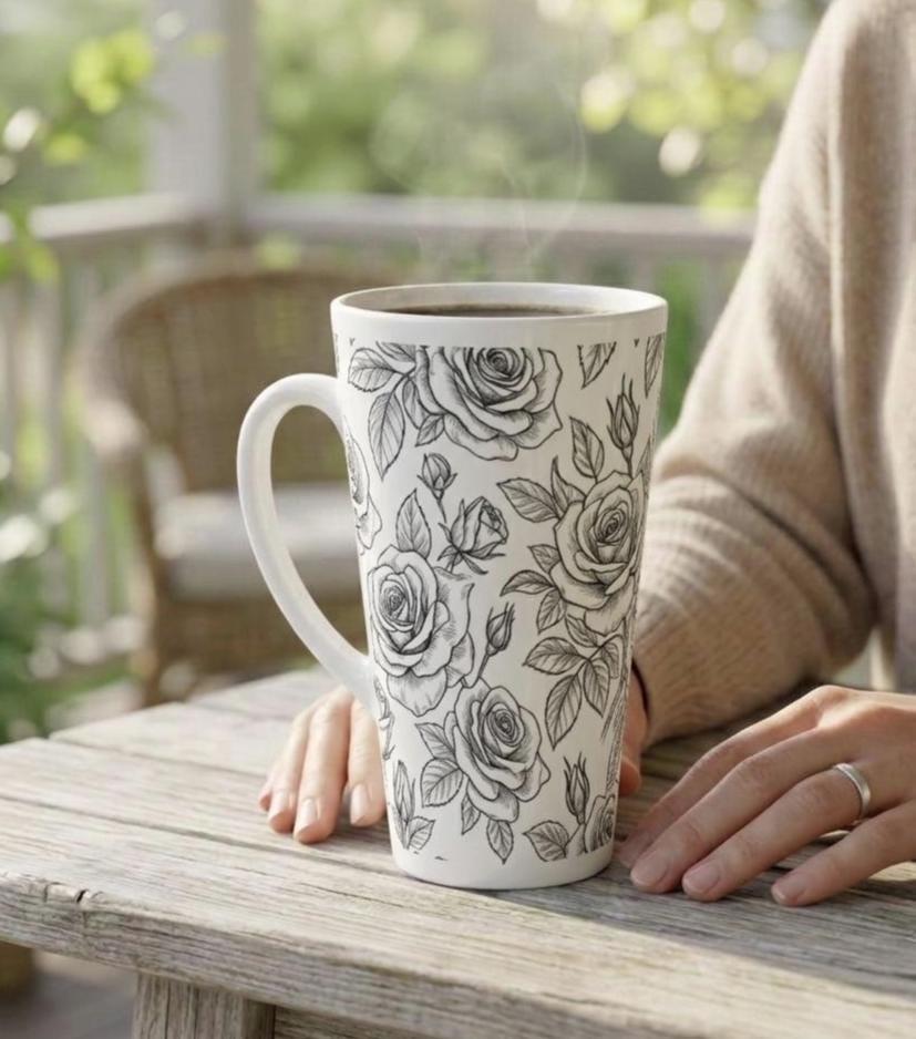 Latte 17oz Ceramic Mug - Coffee or Tea Cup, Extra Tall