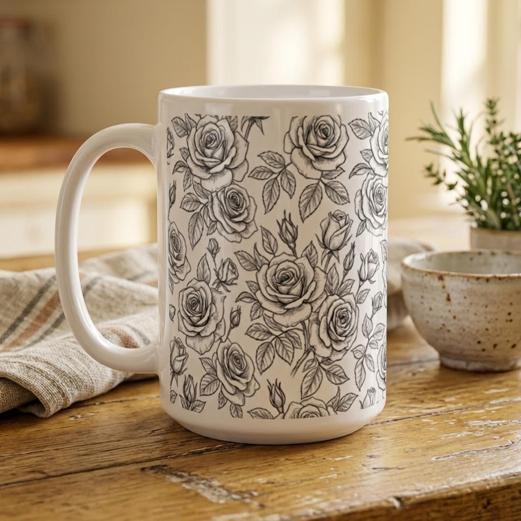 Roses - Floral Cups -  Large and Small Ceramic Mugs