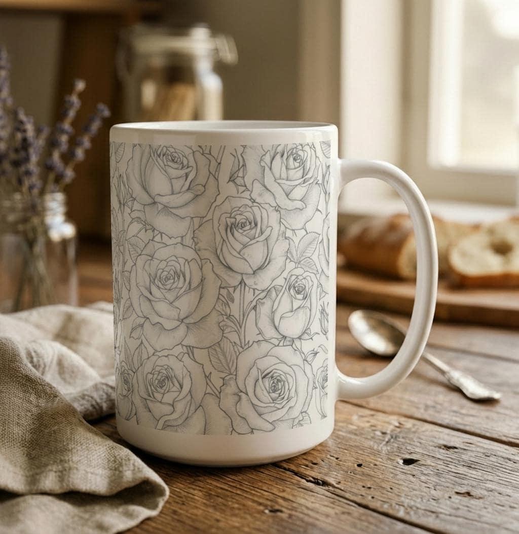 Roses - Floral Cups -  Large and Small Ceramic Mugs