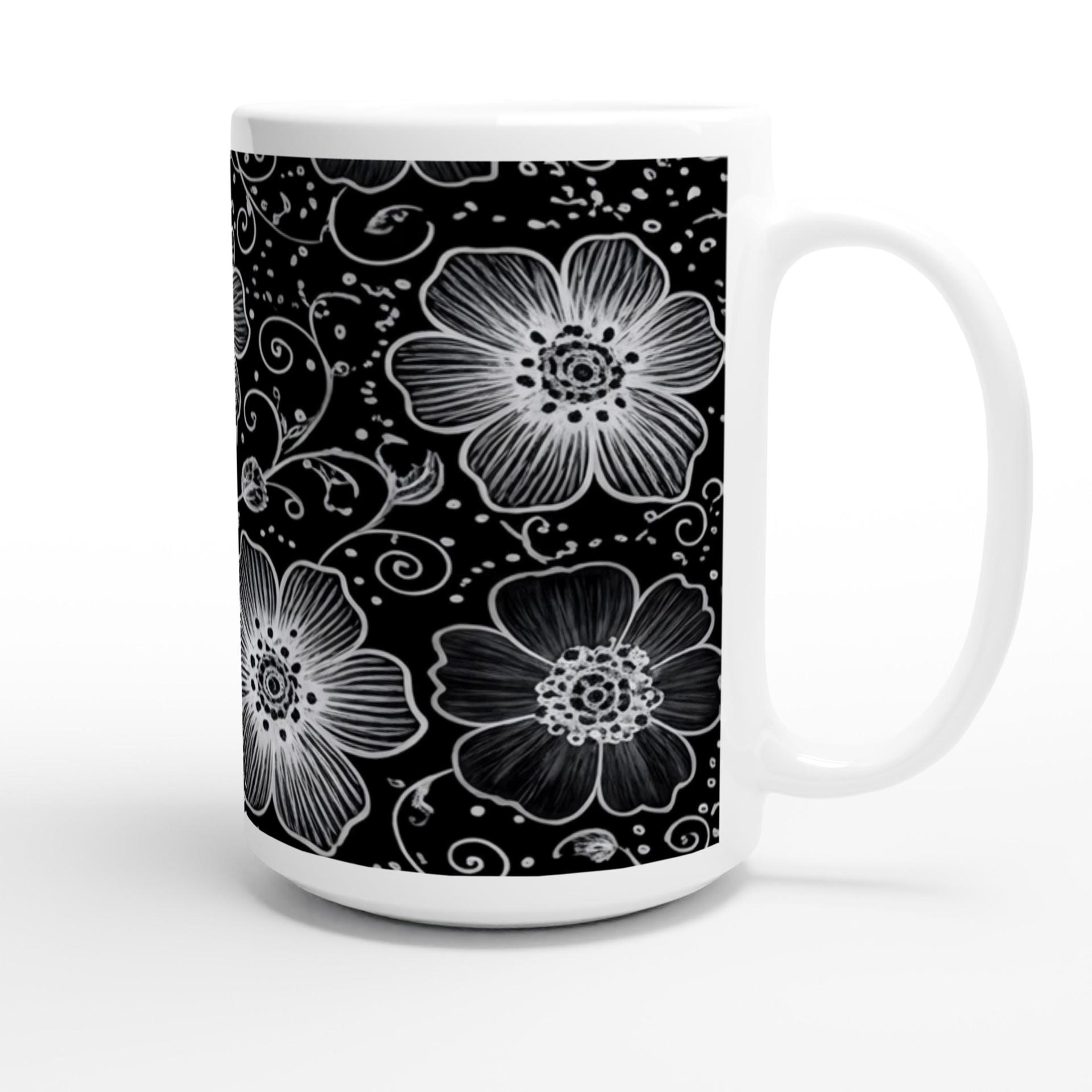 Set of Big Mugs, Floral Cup Set, Large 15 oz Matching Cups