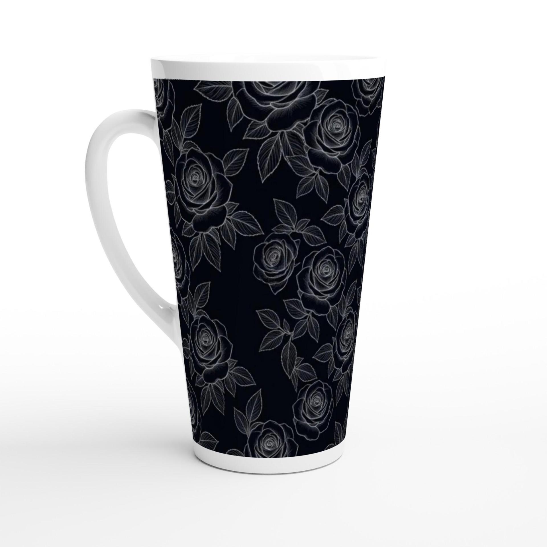 Roses - Large Latte Mug - Coffee or Tea Cup, 17oz Ceramic, Extra Tall