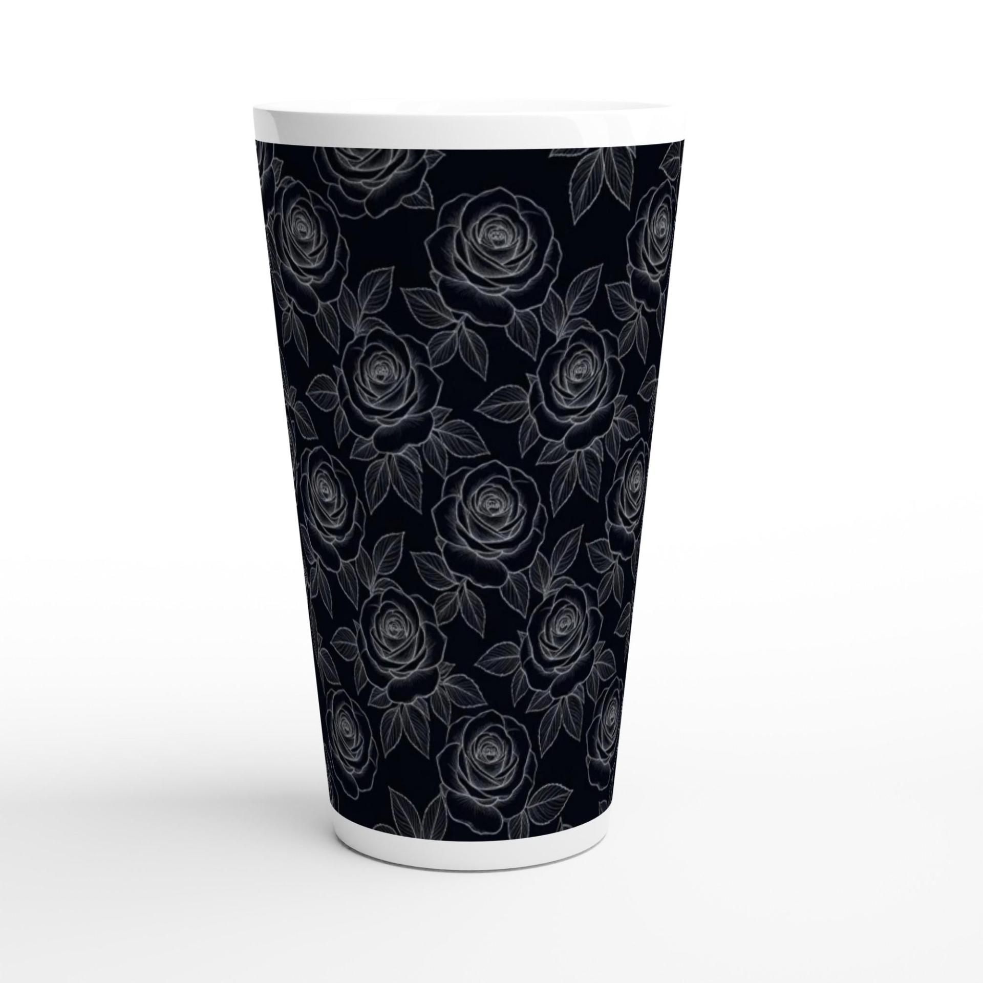 Roses - Large Latte Mug - Coffee or Tea Cup, 17oz Ceramic, Extra Tall