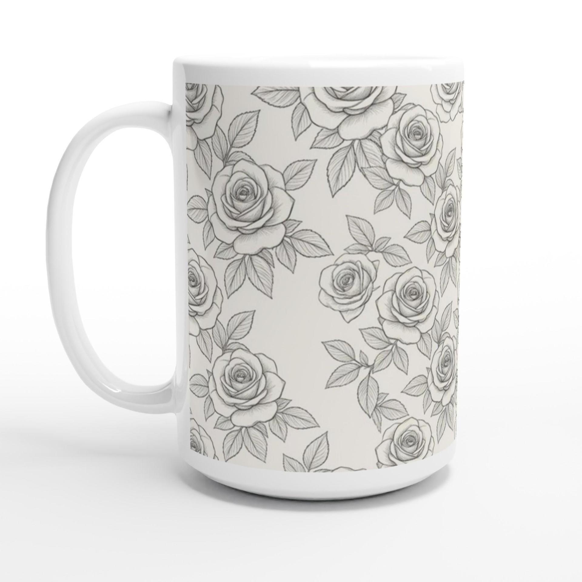 Roses, Floral Mugs, Large and Small Cup Set