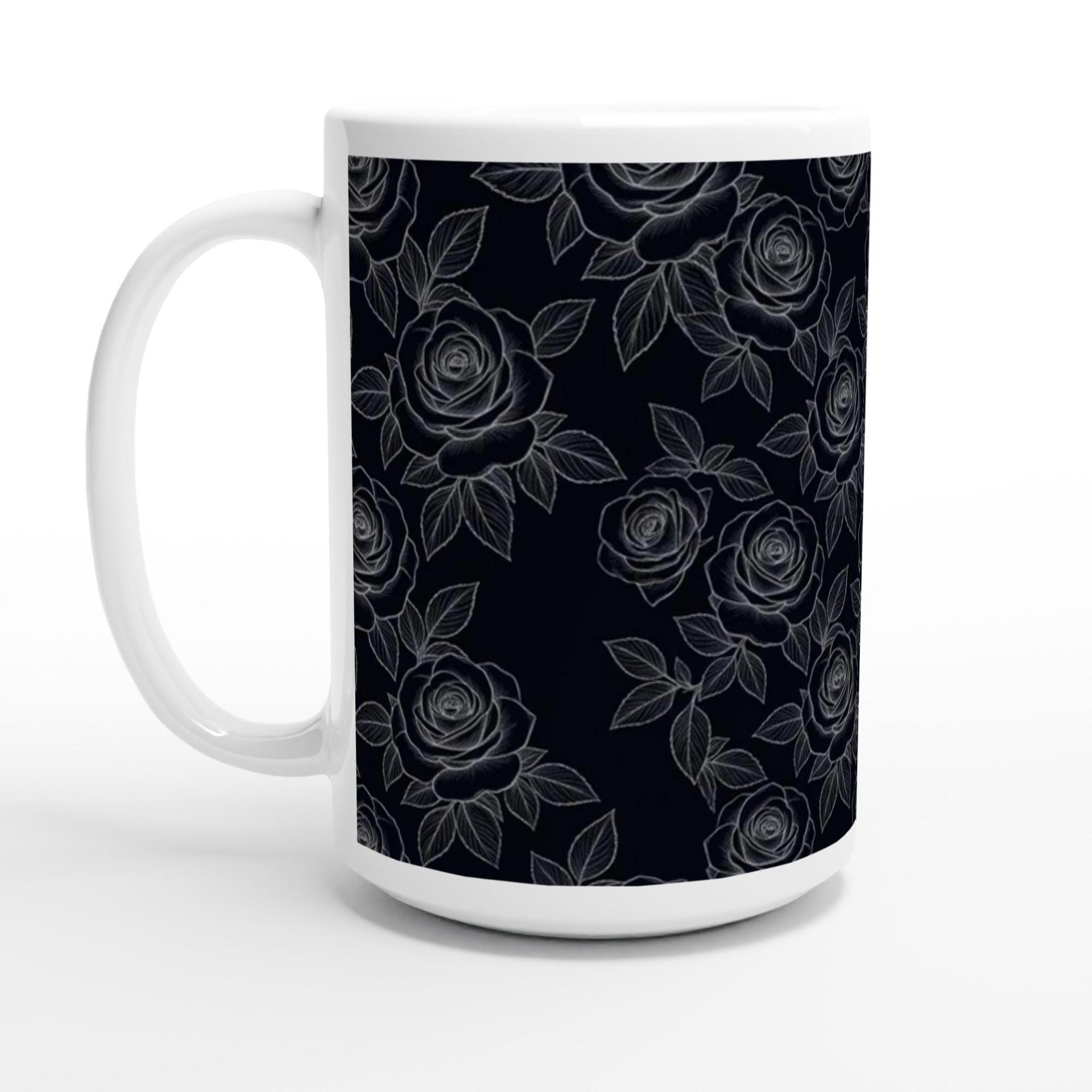 Roses, Dark Floral Mug Set, Large and Small Cups