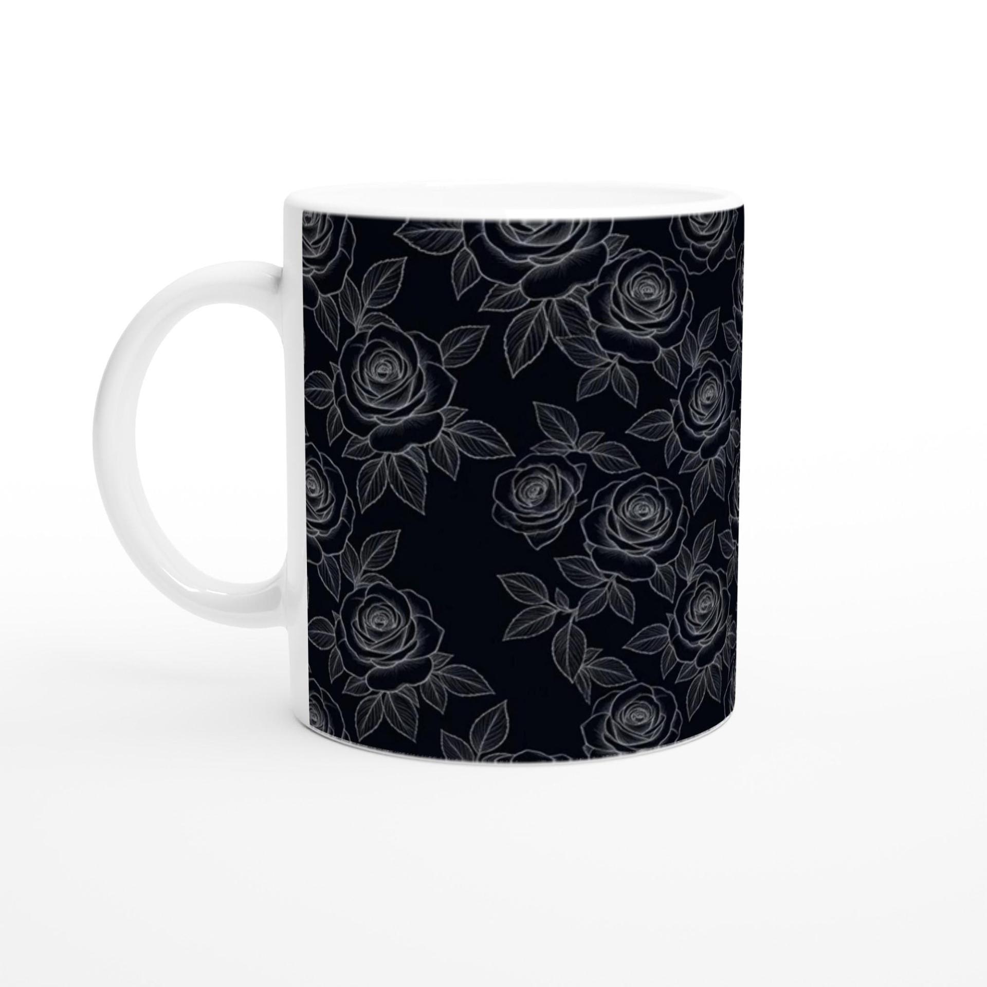 Roses, Dark Floral Mug Set, Large and Small Cups