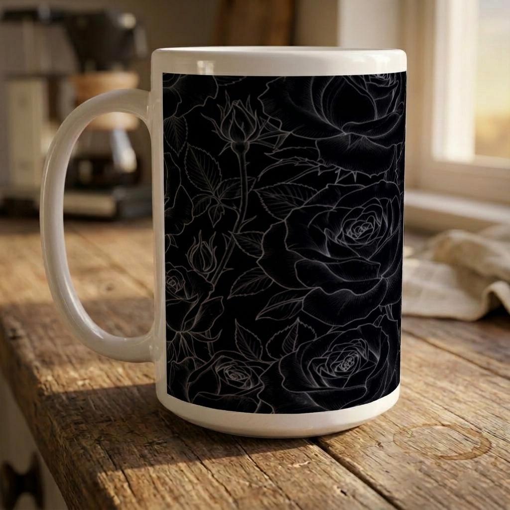 Set of Big Mugs, Floral Cup Set, Large 15 oz Matching Cups