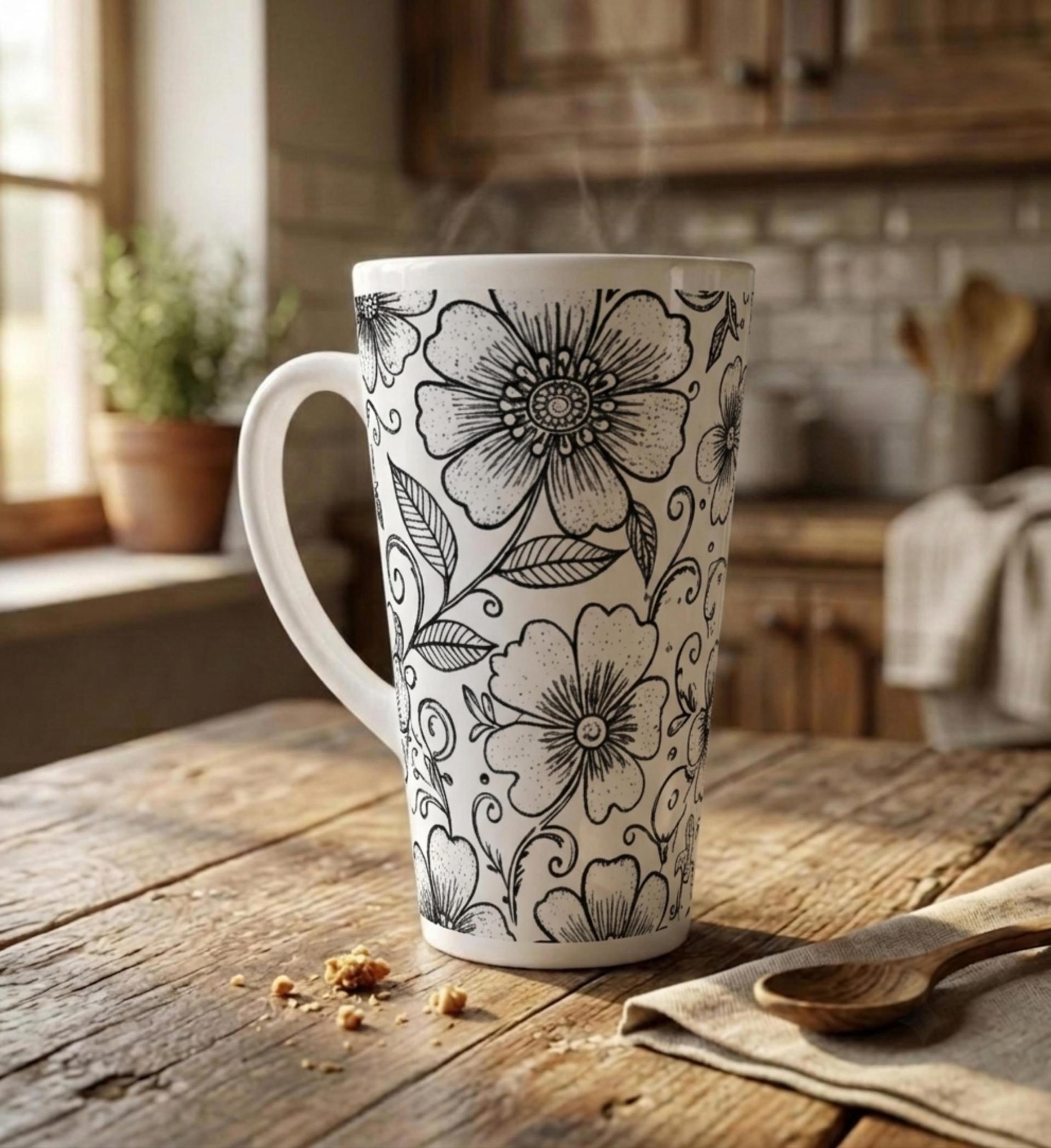 Latte 17oz Ceramic Mug - Coffee or Tea Cup, Extra Tall
