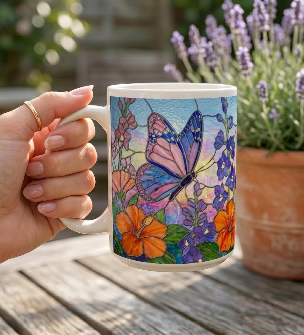 Butterfly Cups, Large and Small Mug Set
