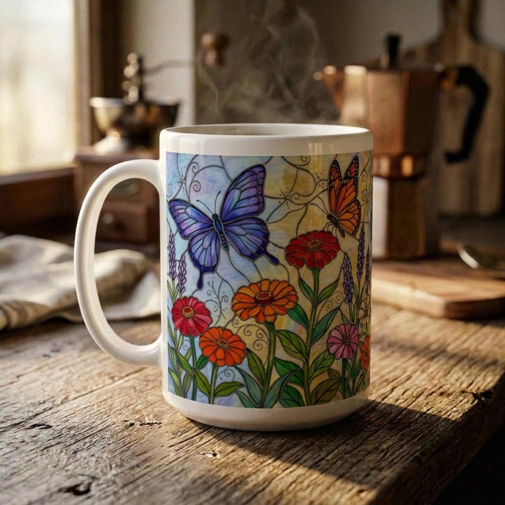 Butterfly Cups, Large and Small Mug Set