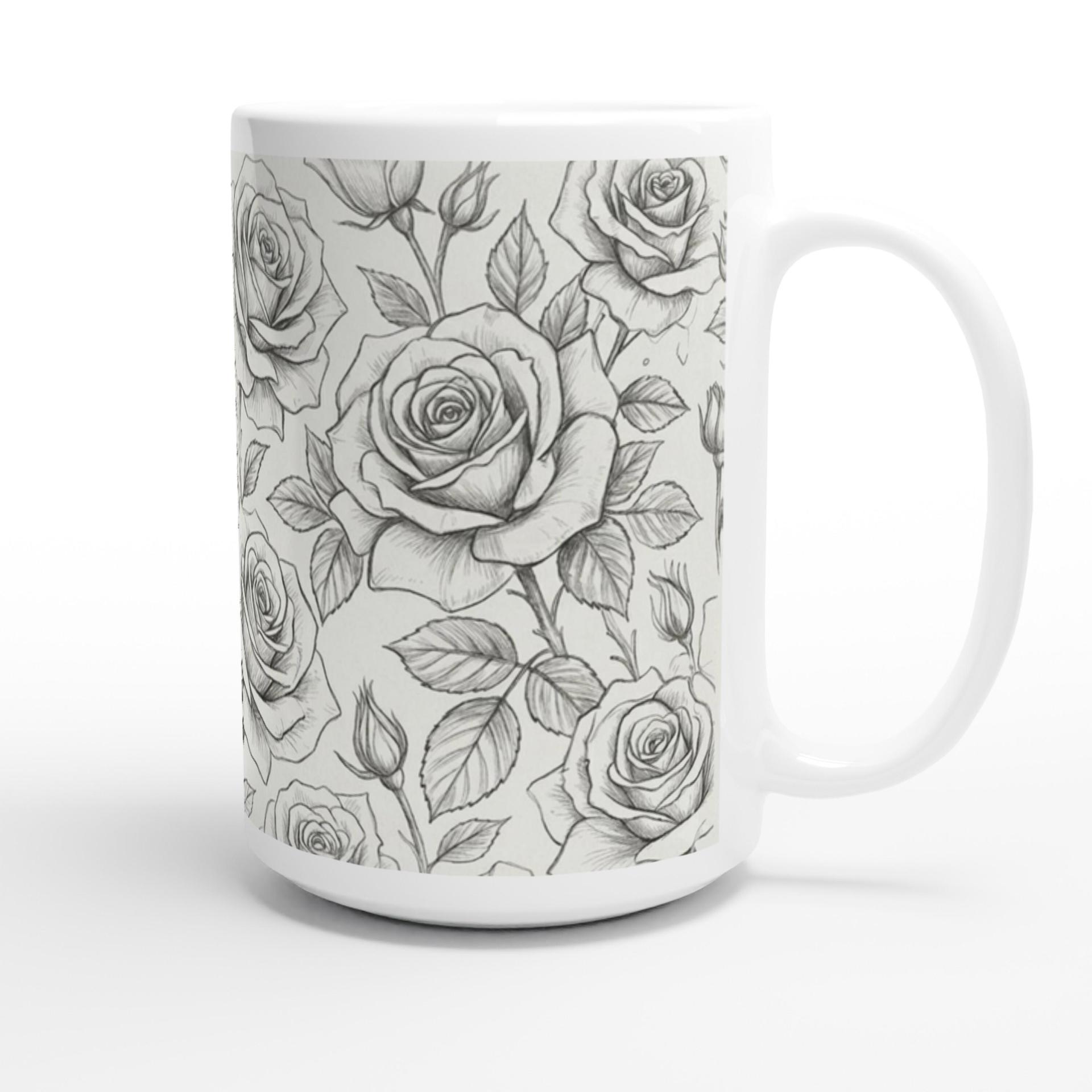 Set of Big Mugs, Floral Cup Set, Large 15 oz Matching Cups