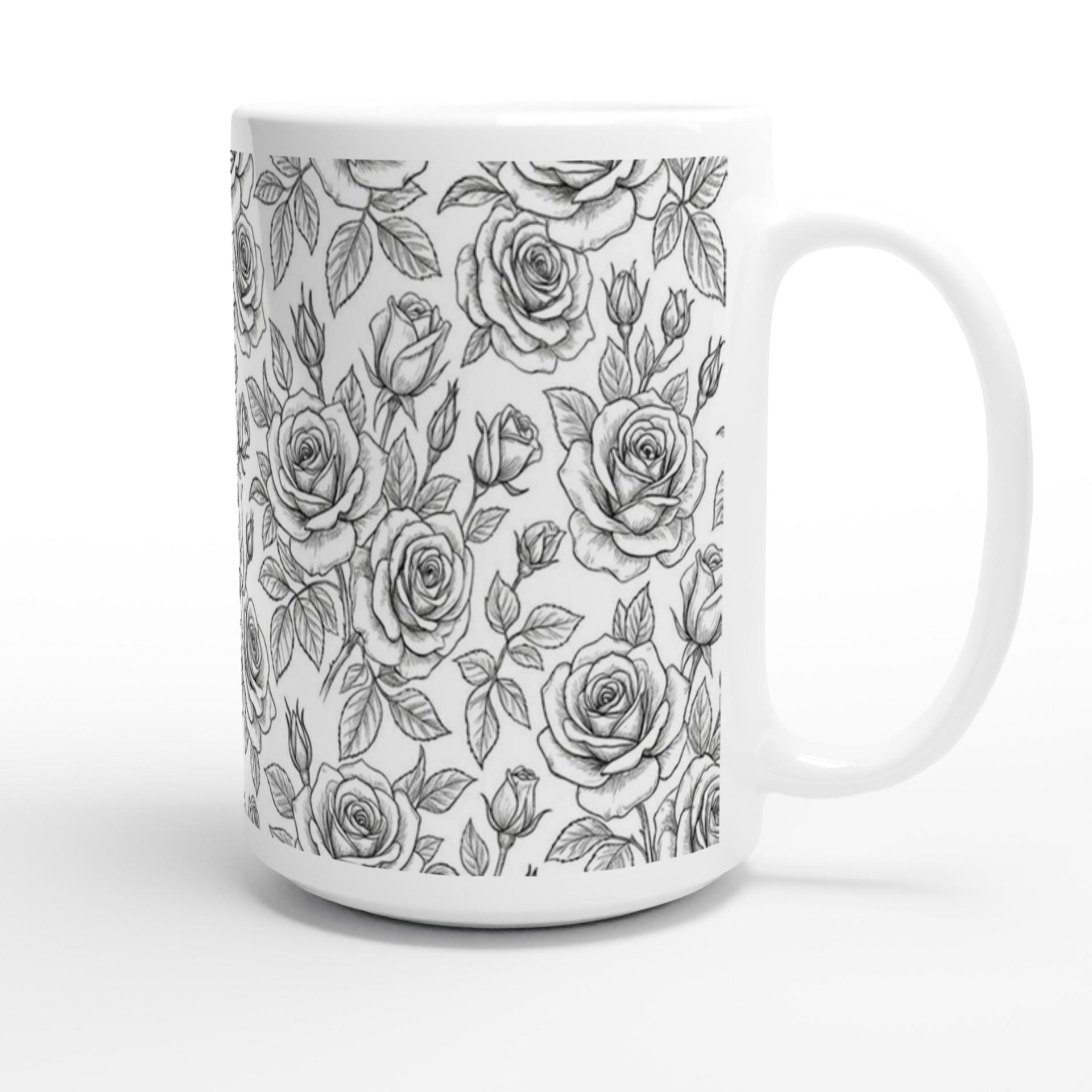 Set of Big Mugs, Floral Cup Set, Large 15 oz Matching Cups