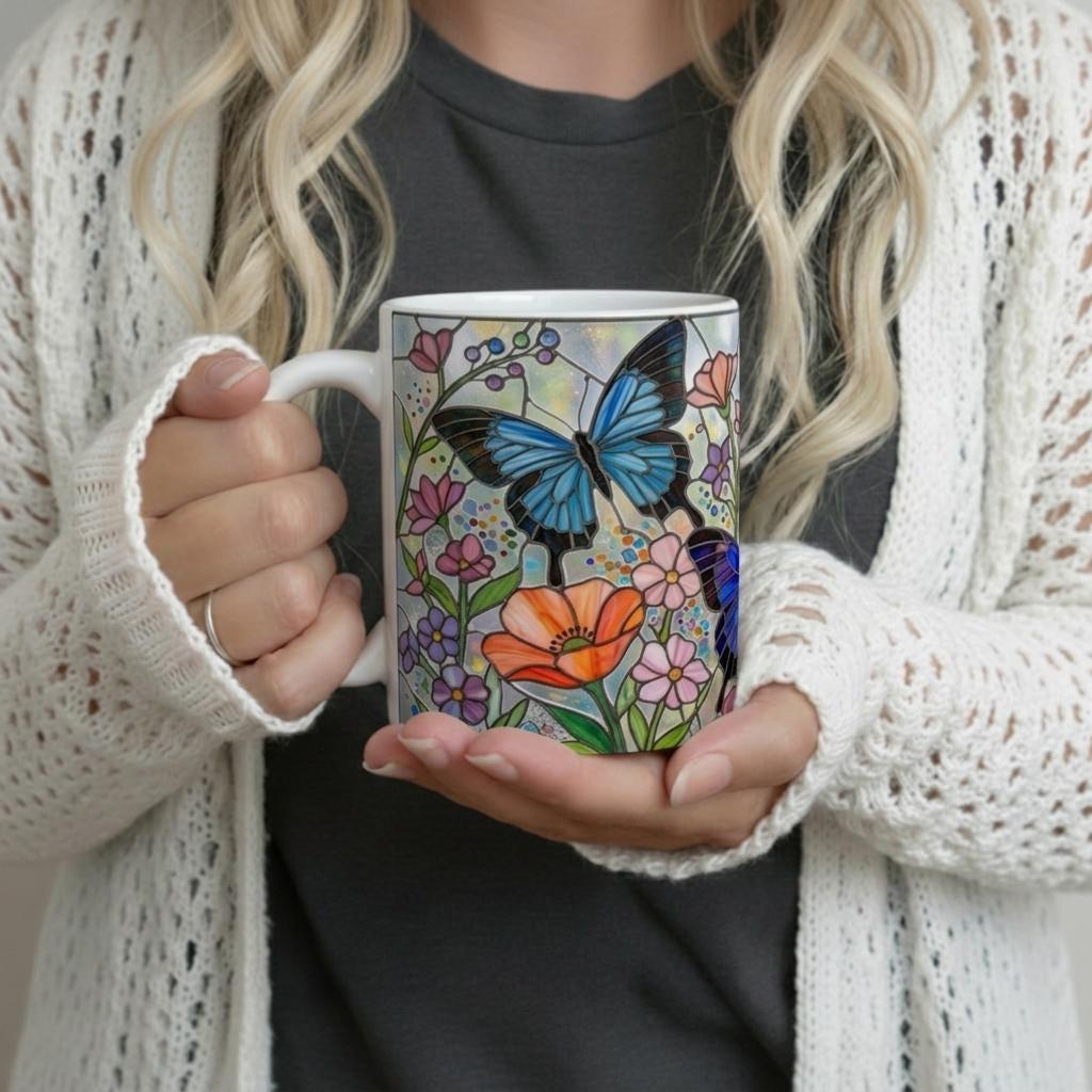 Butterfly Cups, Large and Small Mug Set