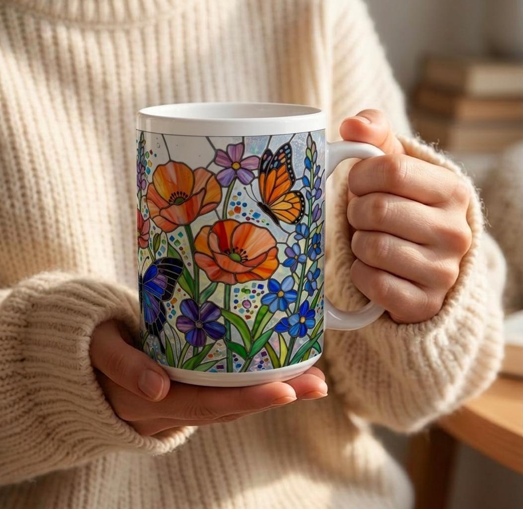 Butterfly Cups, Large and Small Mug Set