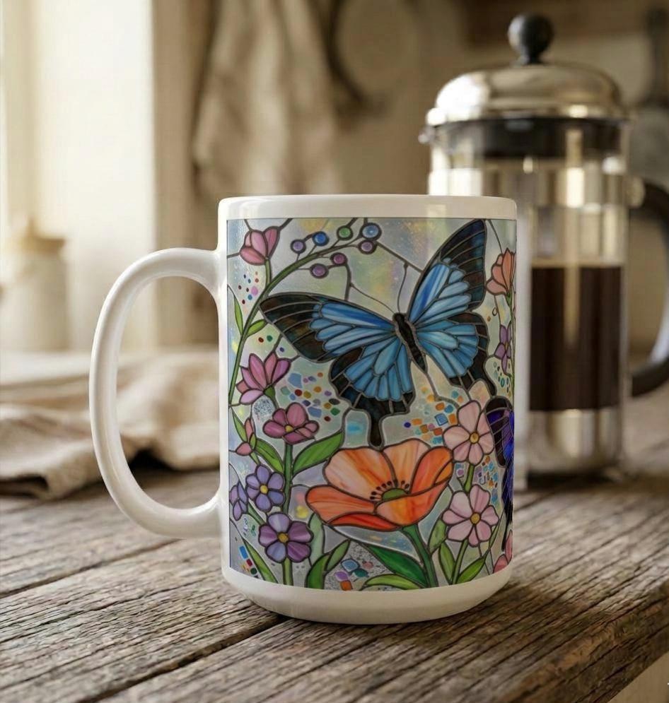 Butterfly Cups, Large and Small Mug Set