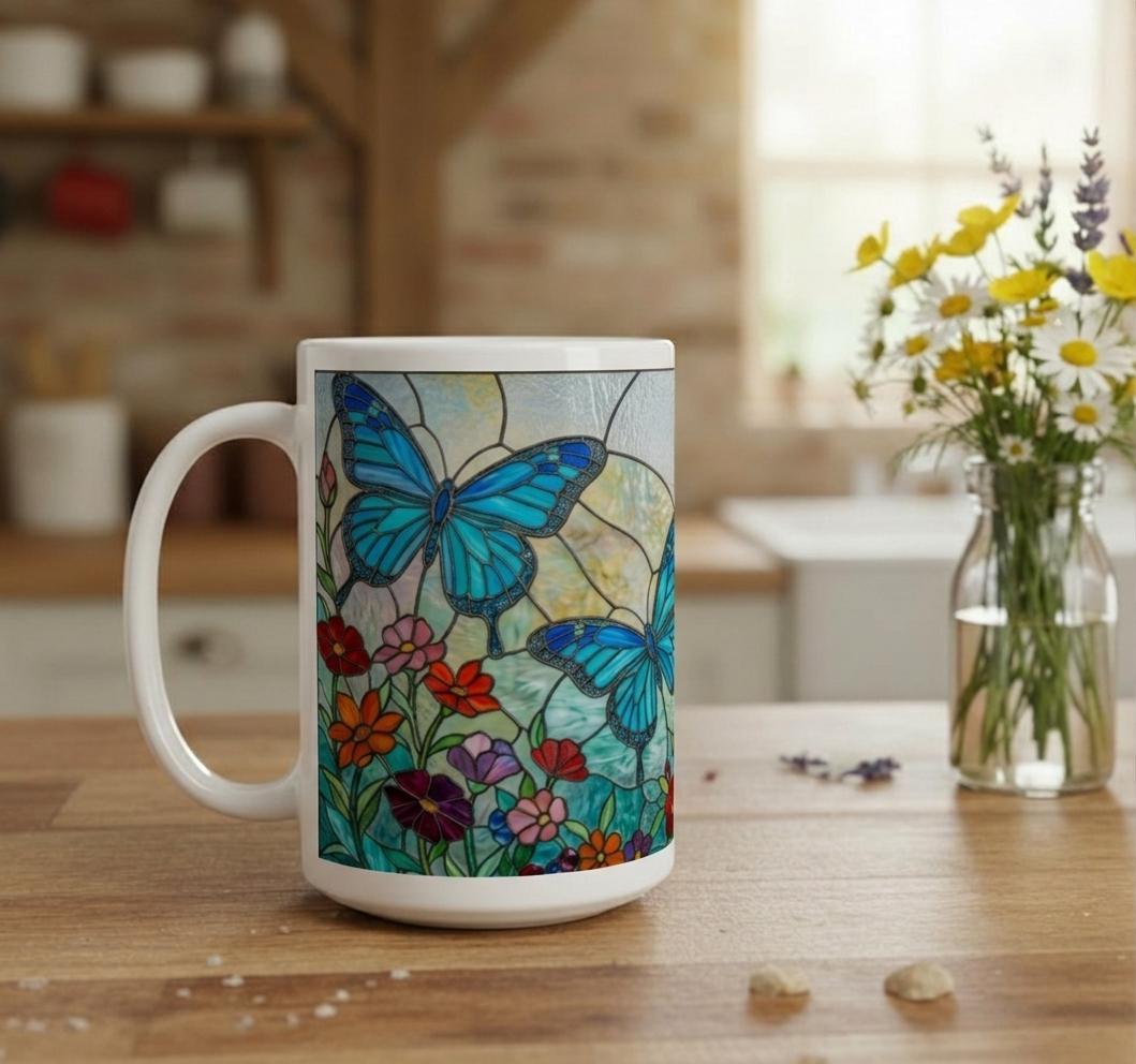 Butterfly Cups, Large and Small Mug Set