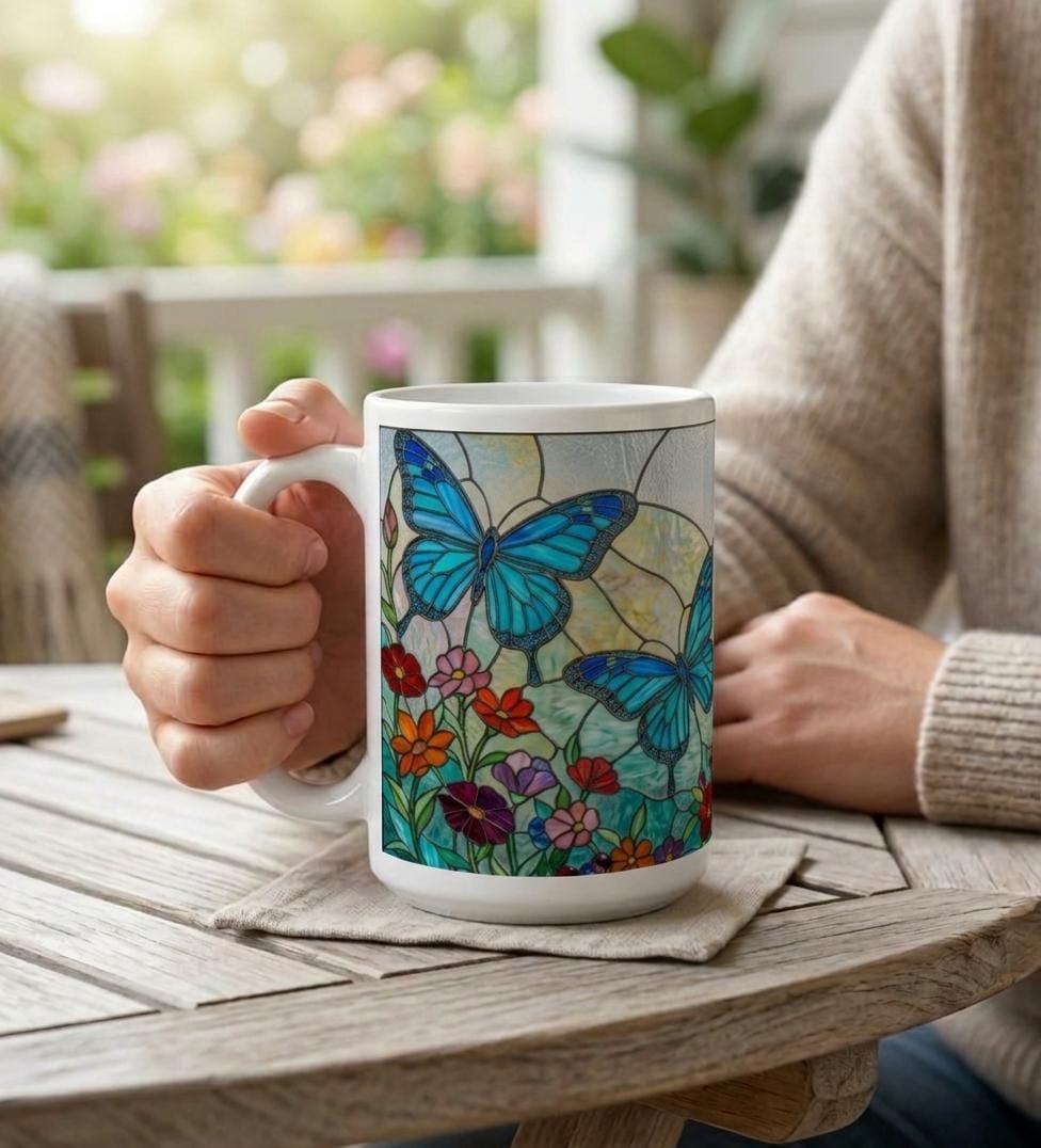 Butterfly Cups, Large and Small Mug Set
