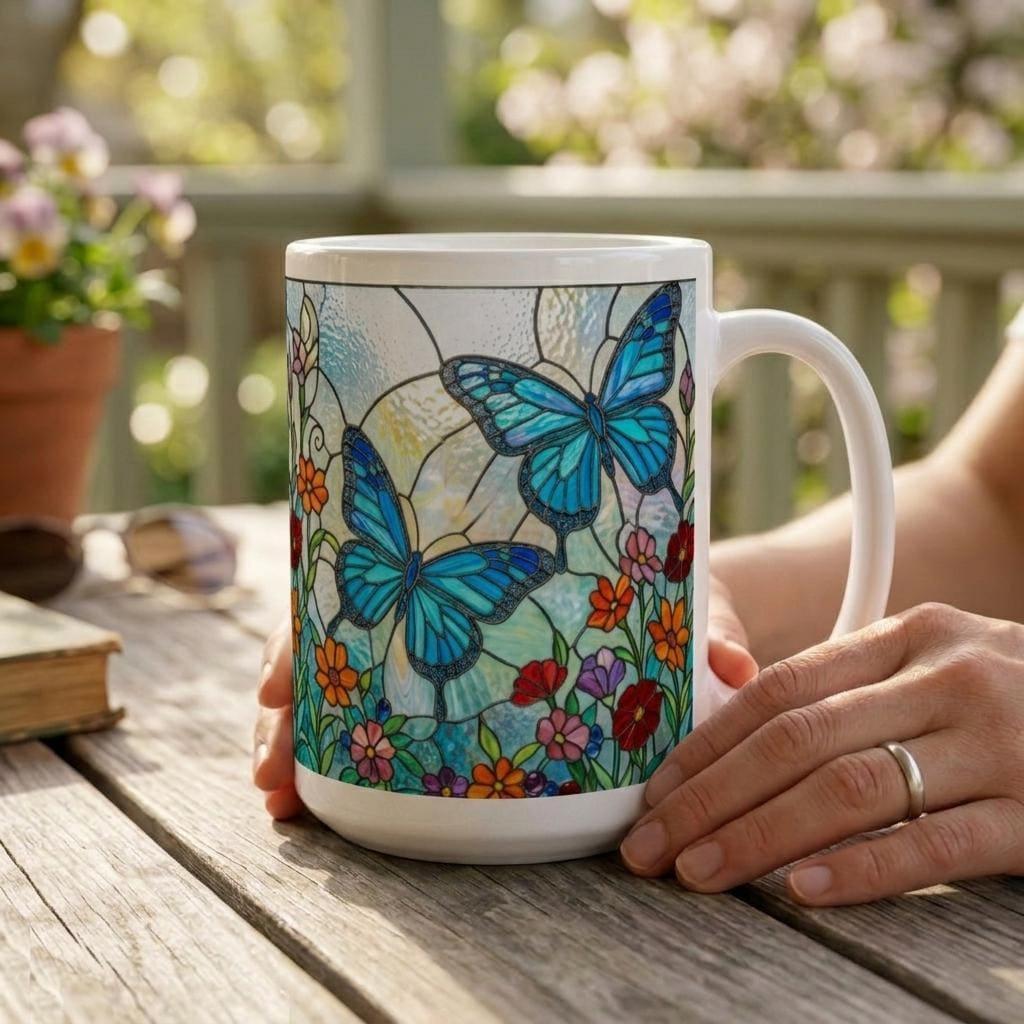 Butterfly Cups, Large and Small Mug Set