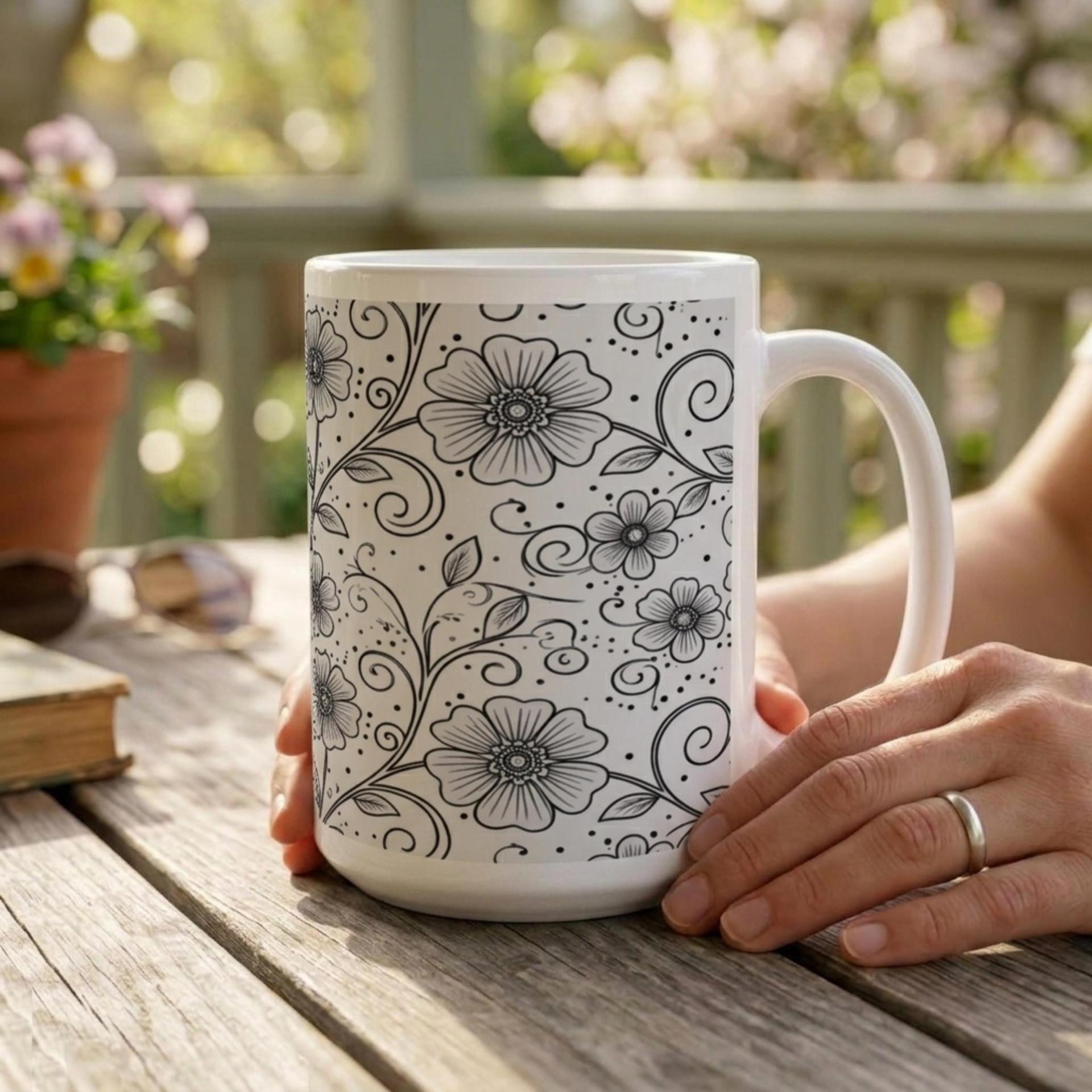 Floral Cups -  Large and Small Ceramic Mugs