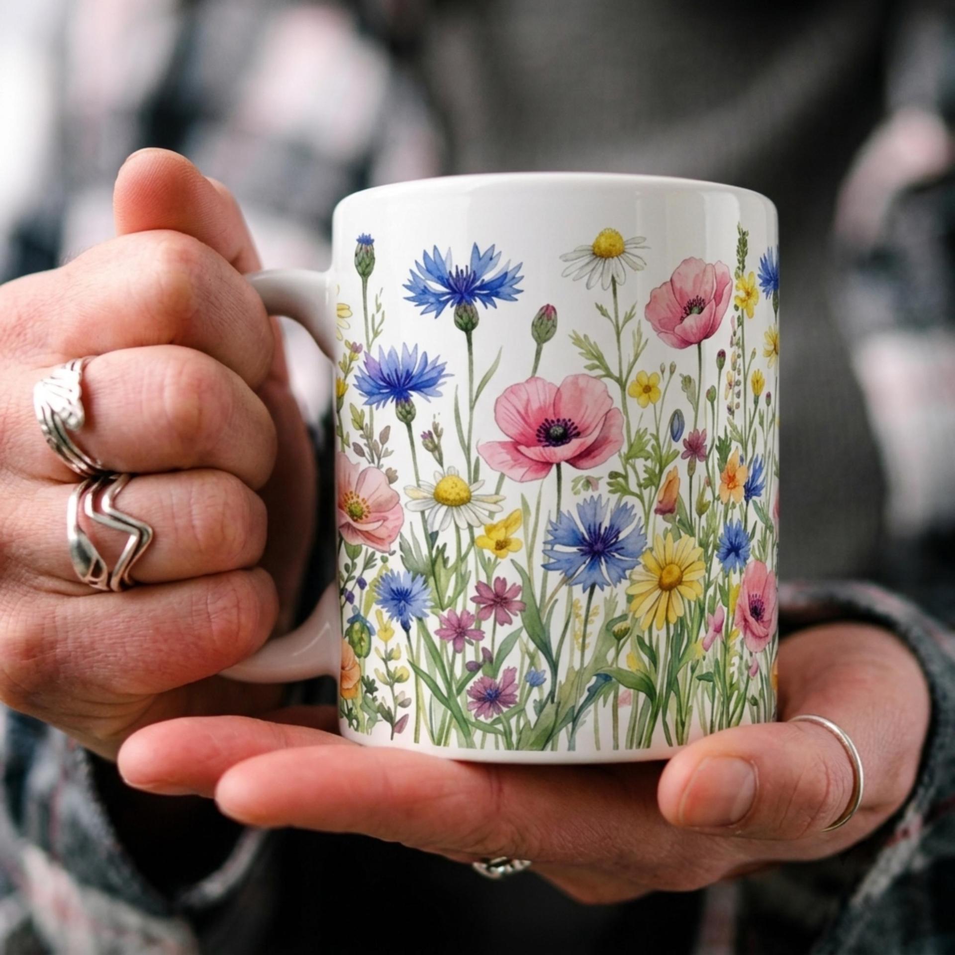 Floral Cups -  Large and Small Ceramic Mugs