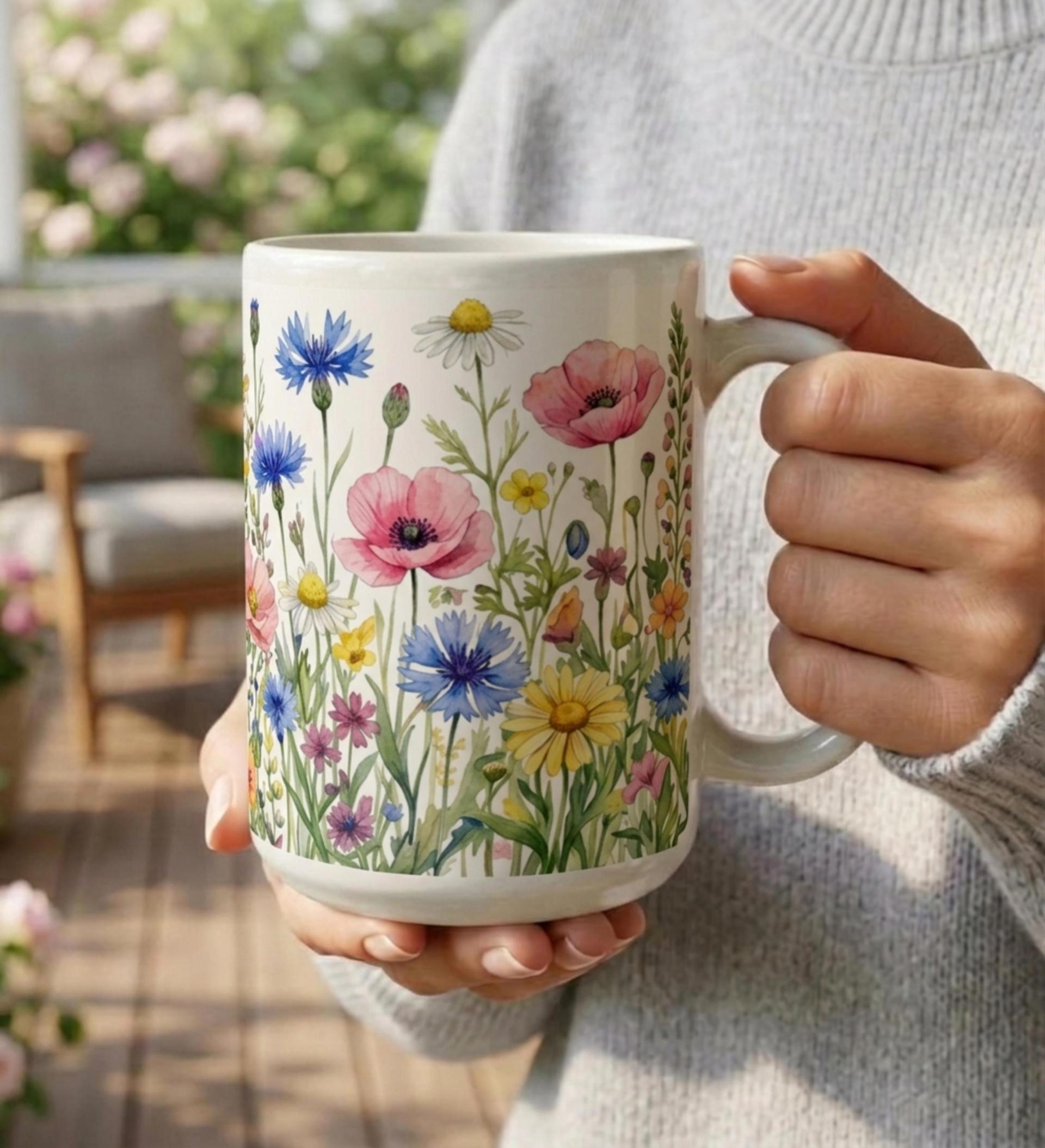 Floral Cups -  Large and Small Ceramic Mugs