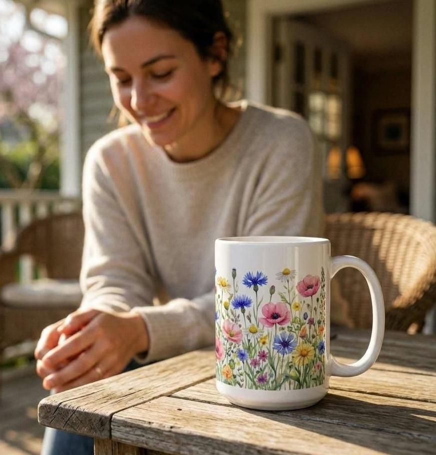 Floral Cups -  Large and Small Ceramic Mugs