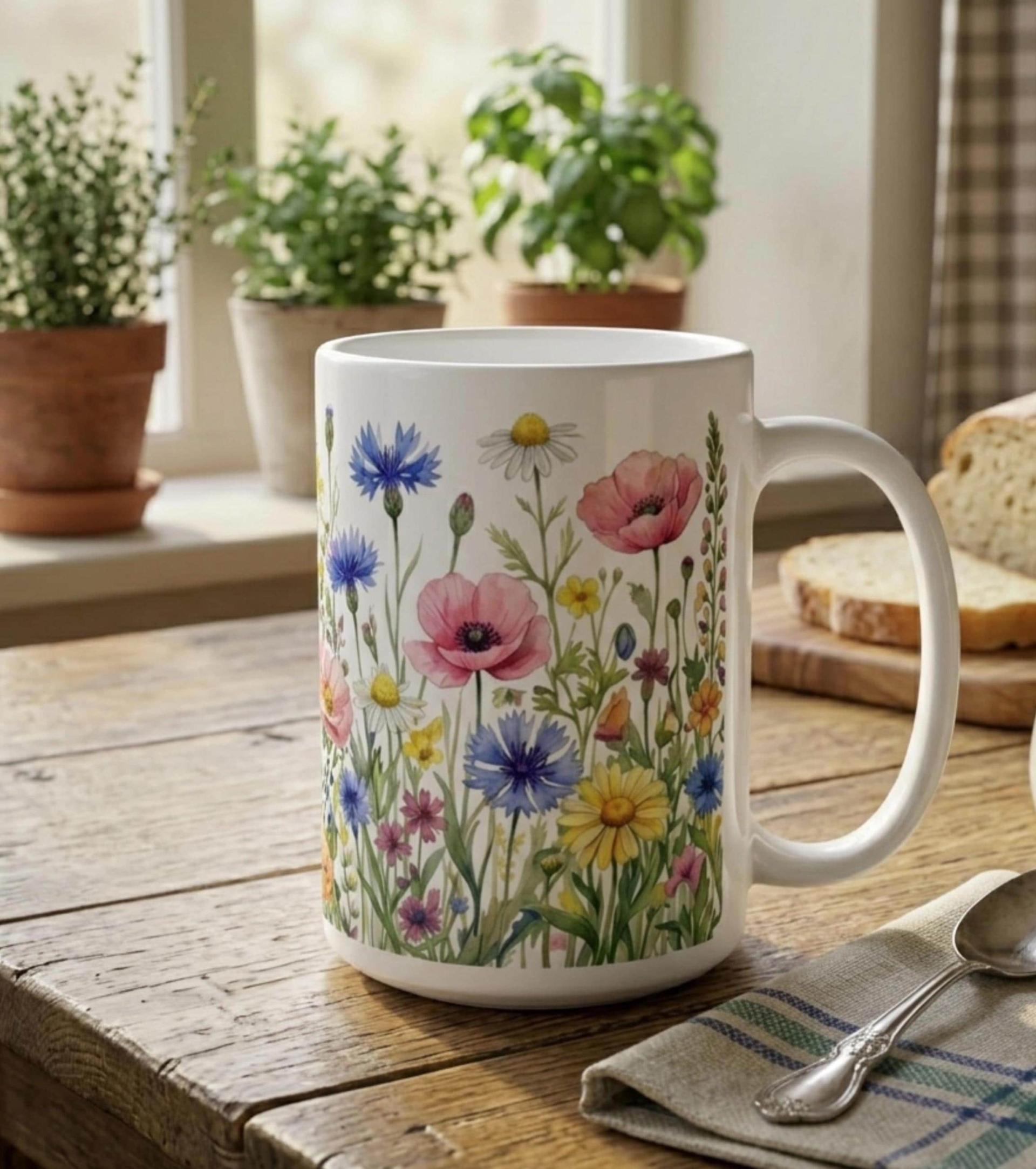Floral Cups -  Large and Small Ceramic Mugs