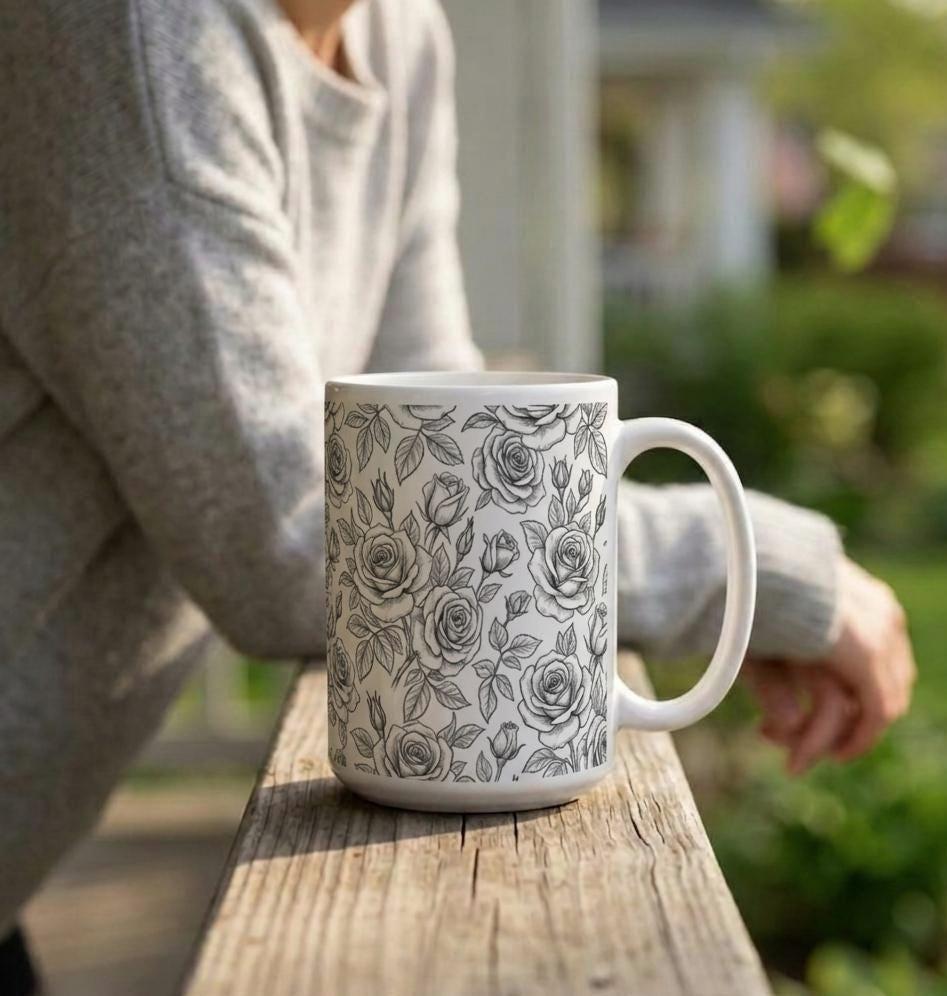 Roses - Floral Cups -  Large and Small Ceramic Mugs