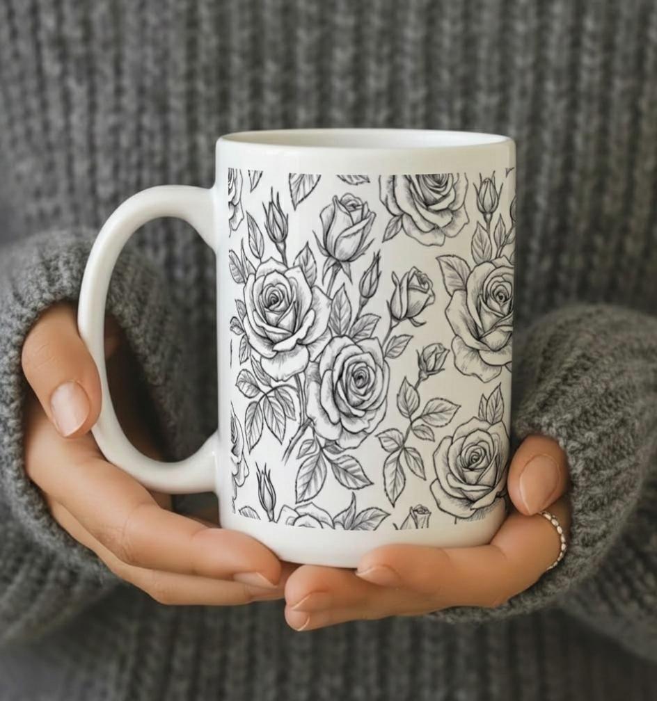 Roses - Floral Cups -  Large and Small Ceramic Mugs