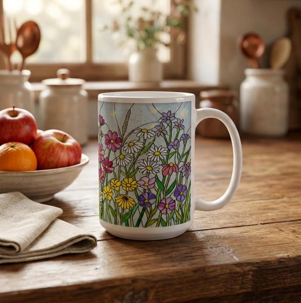 Floral Cups -  Large and Small Ceramic Mugs
