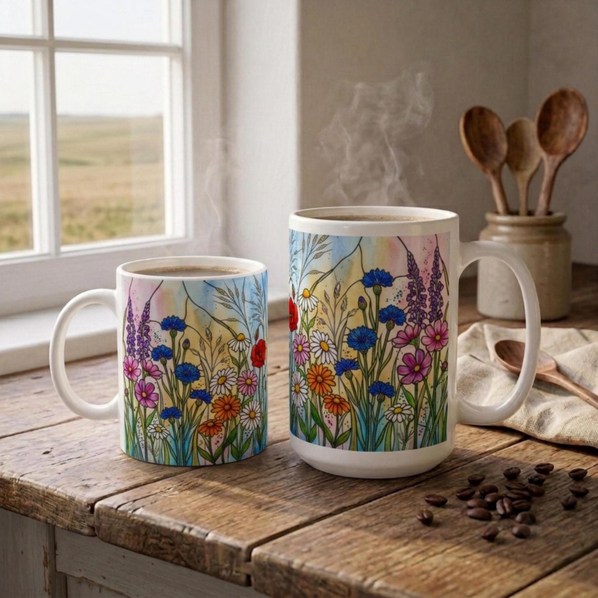 Floral Cups -  Large and Small Ceramic Mugs