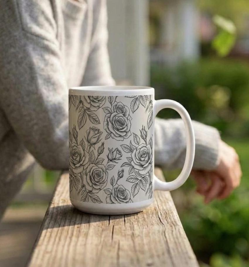 Roses - Floral Cups -  Large and Small Ceramic Mugs