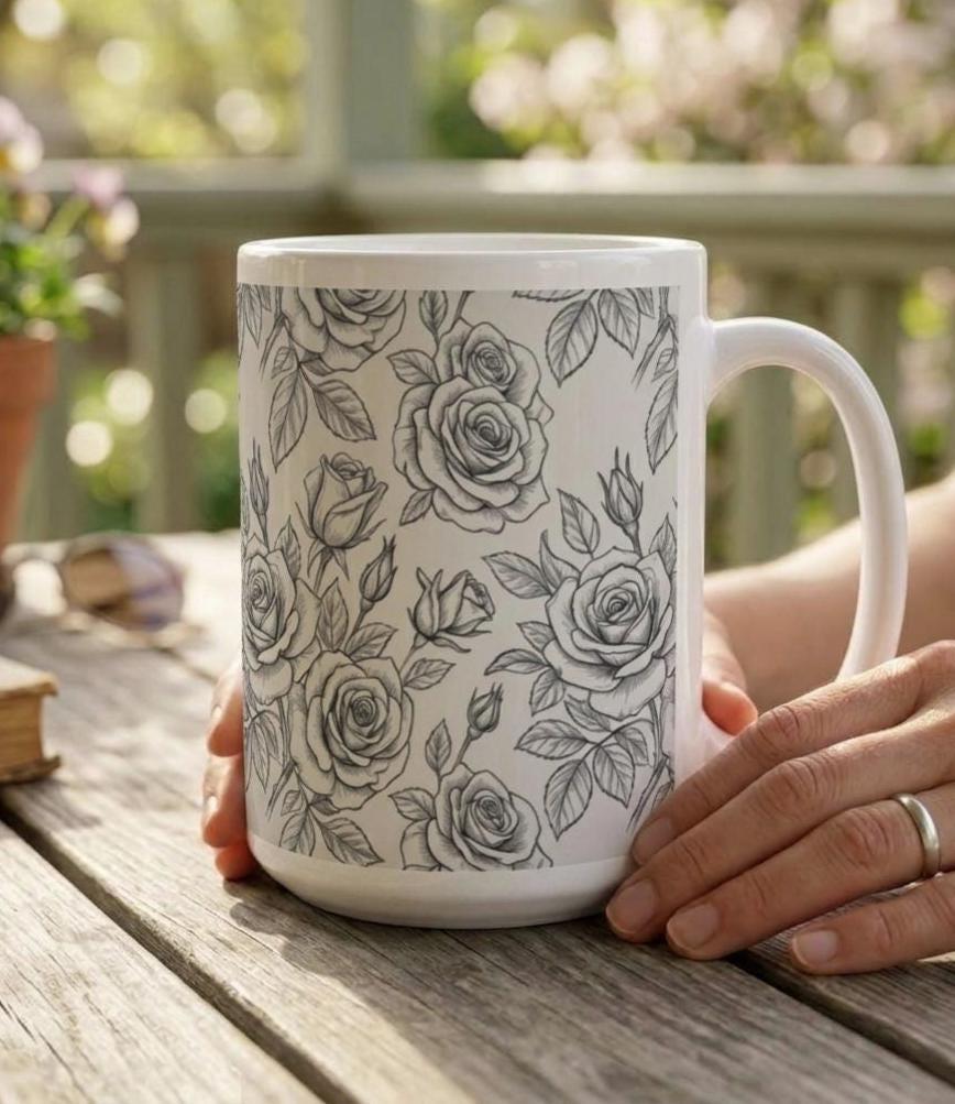 Roses - Floral Cups -  Large and Small Ceramic Mugs