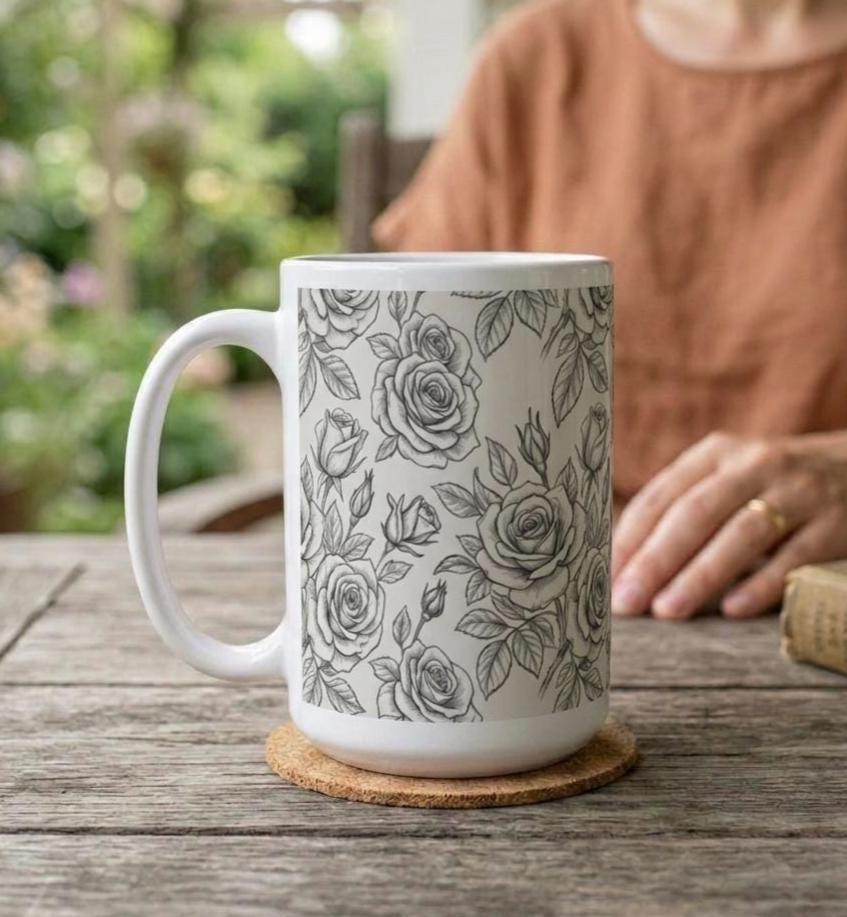 Roses - Floral Cups -  Large and Small Ceramic Mugs