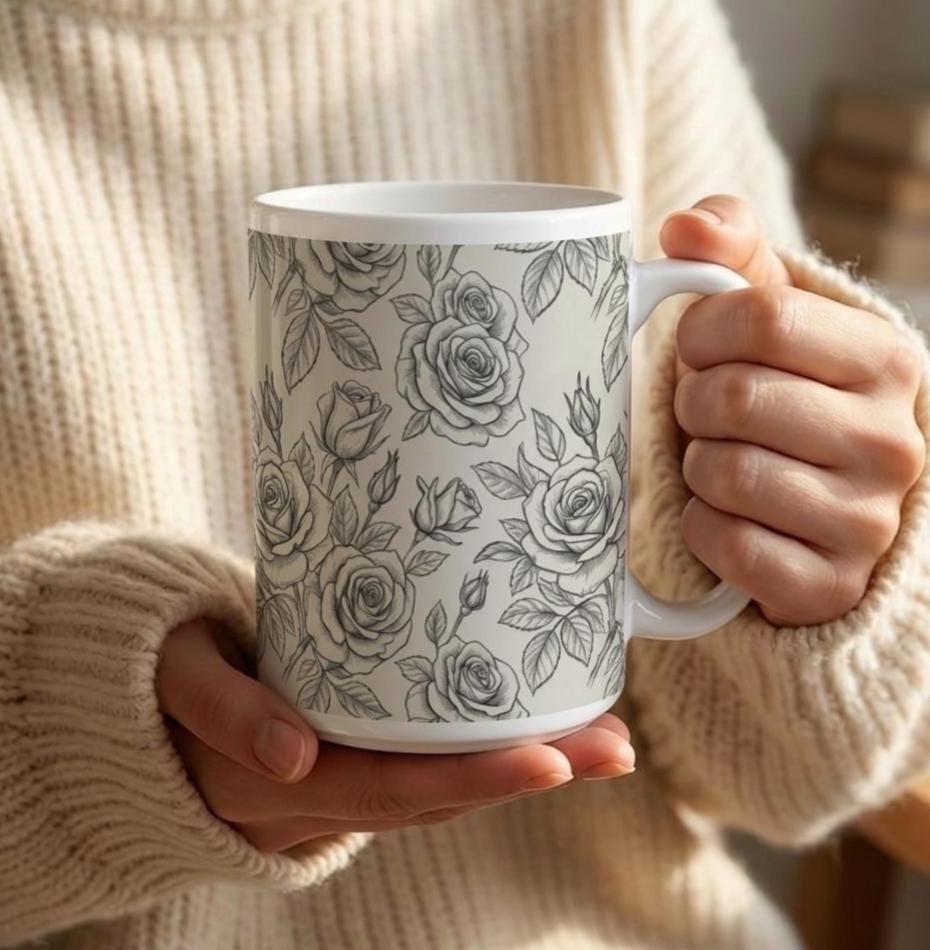 Roses - Floral Cups -  Large and Small Ceramic Mugs