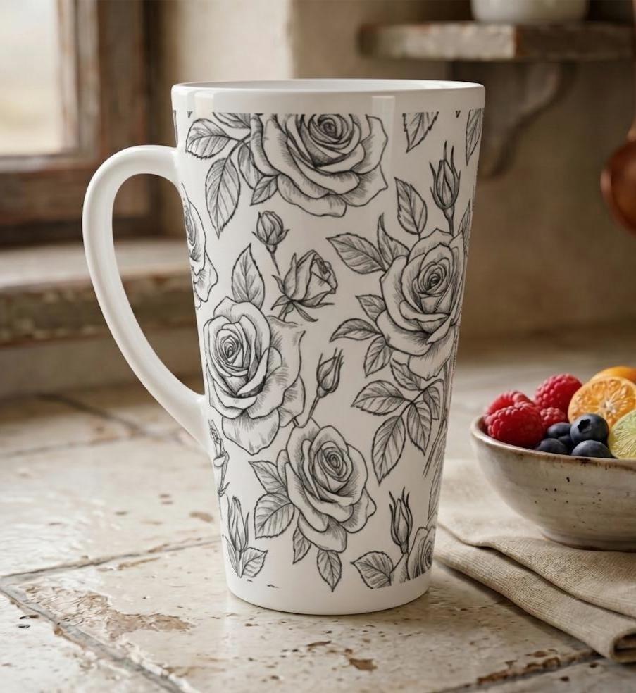 Latte 17oz Ceramic Mug - Coffee or Tea Cup, Extra Tall