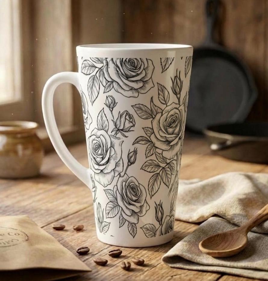 Latte 17oz Ceramic Mug - Coffee or Tea Cup, Extra Tall