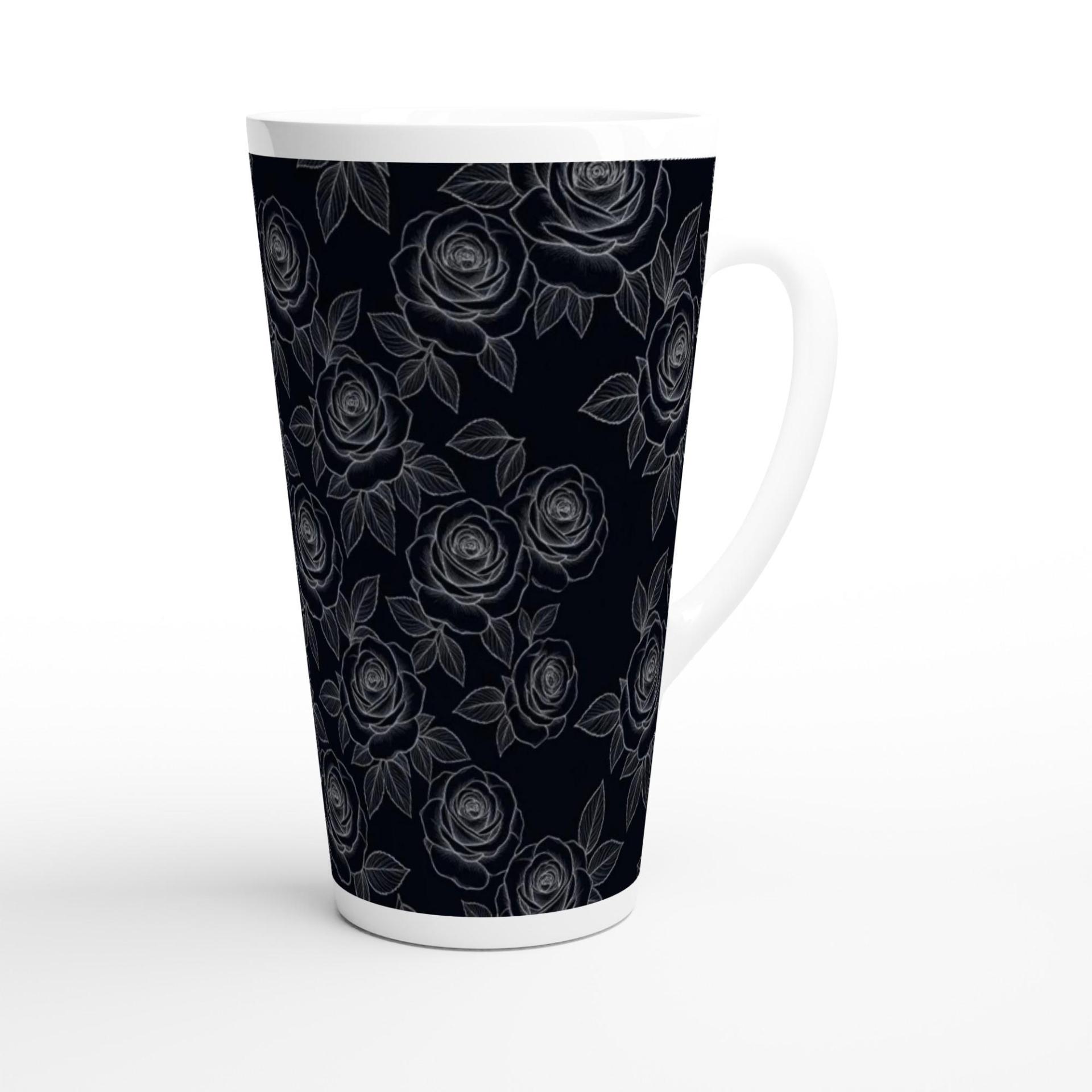 Roses - Large Latte Mug - Coffee or Tea Cup, 17oz Ceramic, Extra Tall