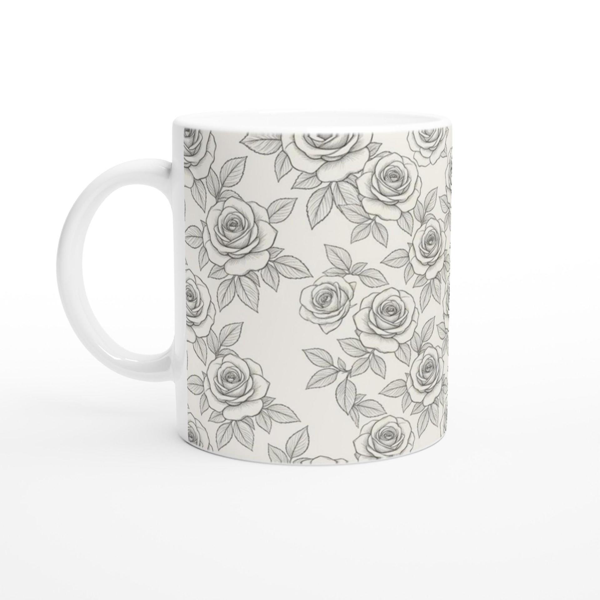 Roses, Floral Mugs, Large and Small Cup Set